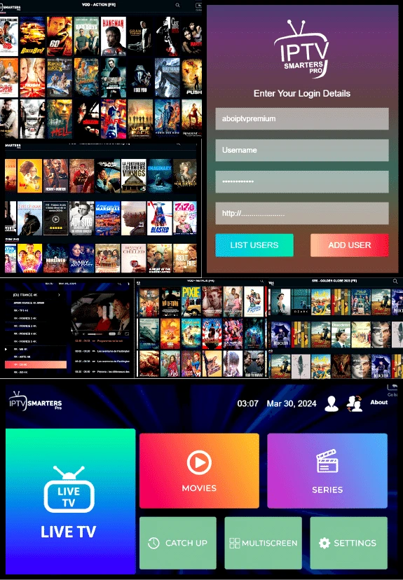 Application IPTV Smarters Pro - Interface